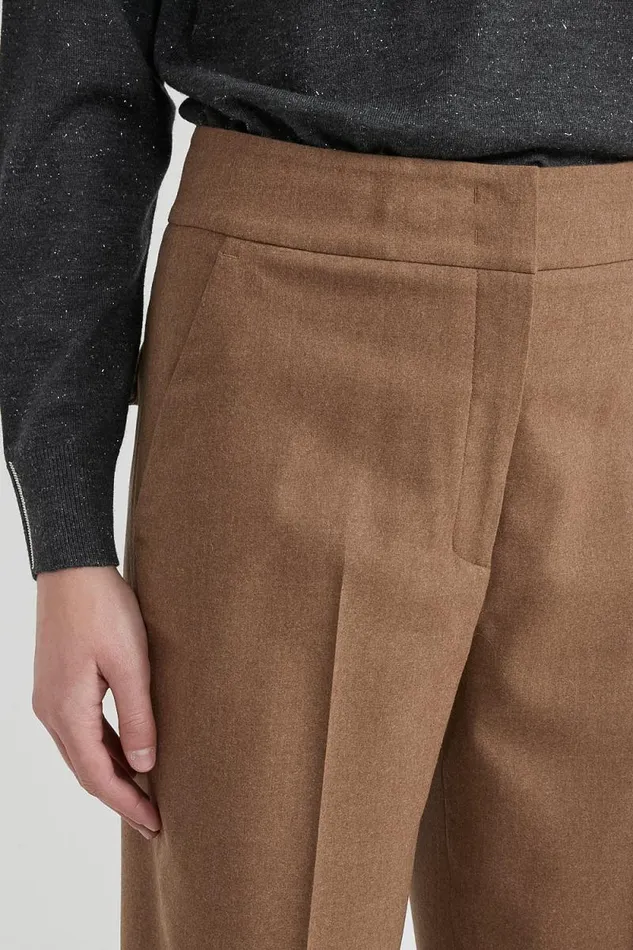Peserico Trousers Woman Wool And Cashmere Carrot Trousers Chestnut Peserico Trousers Woman Wool And Cashmere Carrot Trousers Chestnut