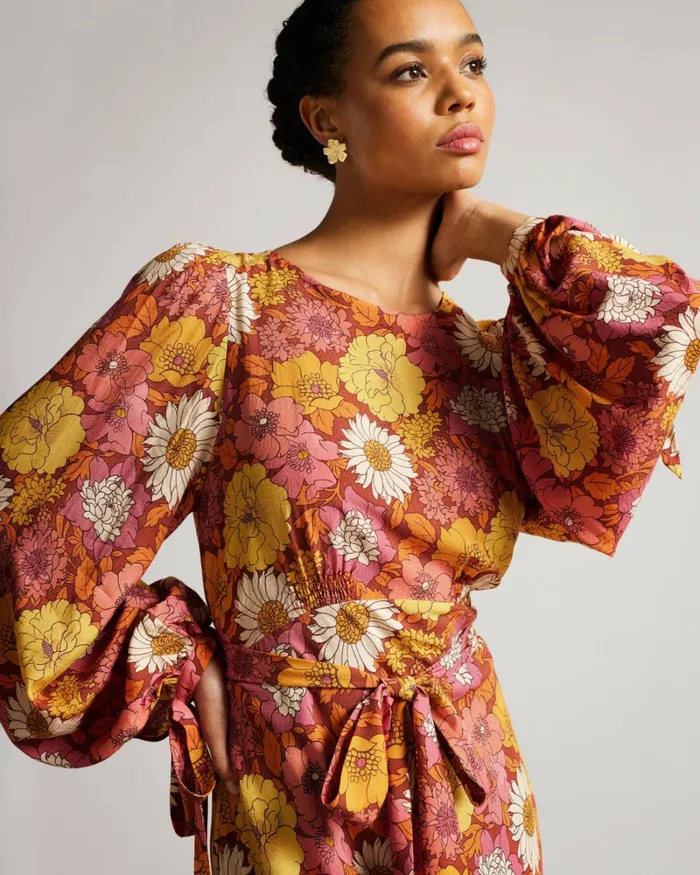 Printed Midaxi Dress Red Women Ted Baker Dresses Printed Midaxi Dress Red Women Ted Baker Dresses