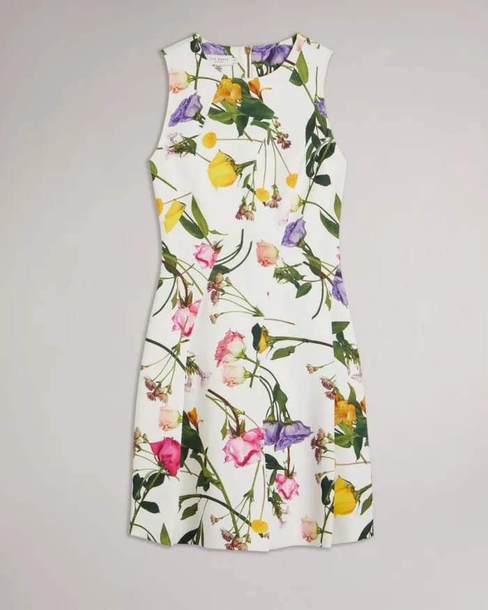 Printed Neoprene Skater Dress White Women Ted Baker Clothing