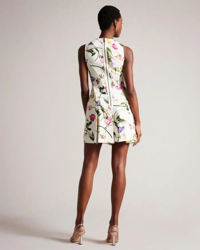 Printed Neoprene Skater Dress White Women Ted Baker Clothing Printed Neoprene Skater Dress White Women Ted Baker Clothing