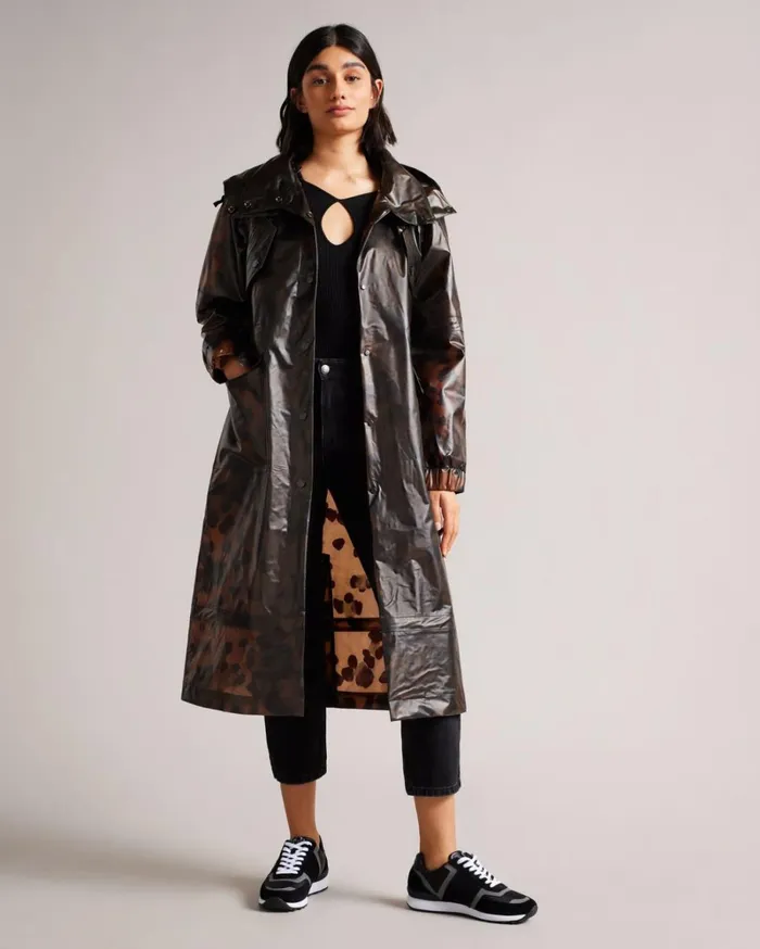 Printed Rain Mac Light Brown Women Ted Baker Coats and Jackets Printed Rain Mac Light Brown Women Ted Baker Coats and Jackets