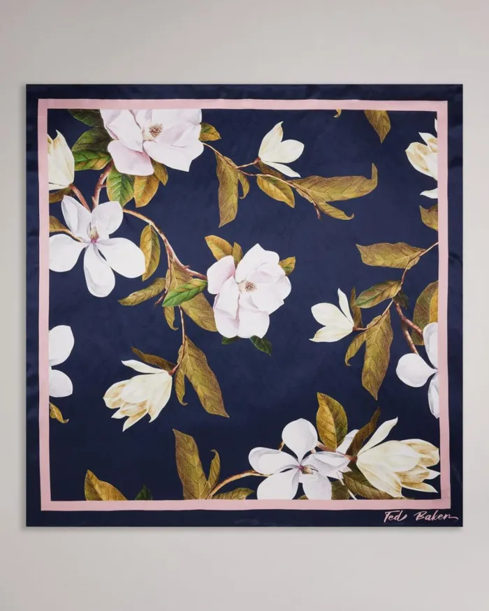 Pure Silk Floral Square Scarf Dark Blue Women Ted Baker Scarves
