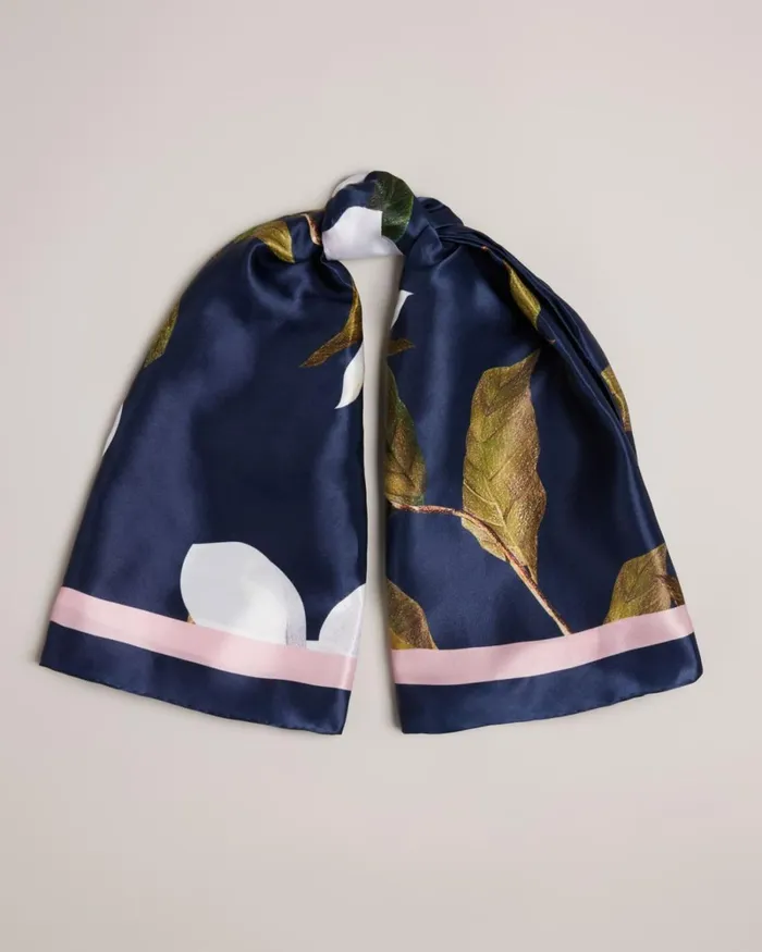 Pure Silk Floral Square Scarf Dark Blue Women Ted Baker Scarves Pure Silk Floral Square Scarf Dark Blue Women Ted Baker Scarves