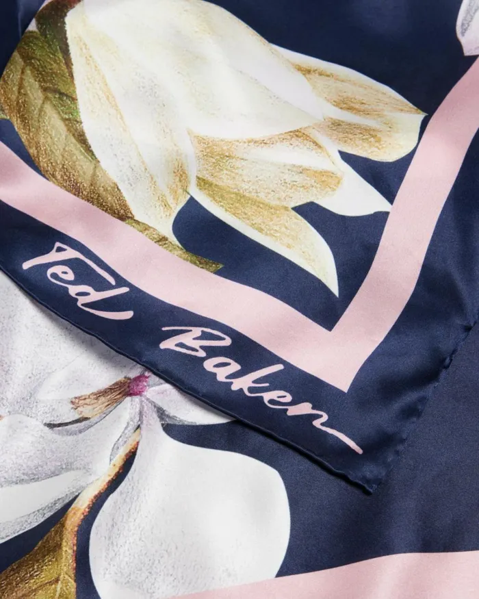 Pure Silk Floral Square Scarf Dark Blue Women Ted Baker Scarves Pure Silk Floral Square Scarf Dark Blue Women Ted Baker Scarves