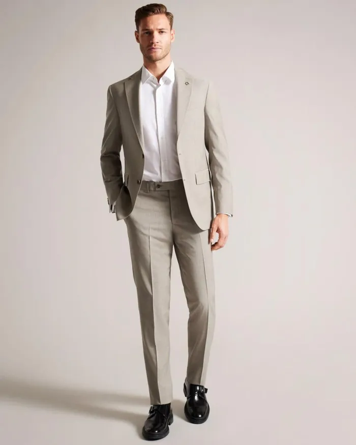 Pure Wool Sharkskin Suit Trousers Natural Men Ted Baker Clothing Pure Wool Sharkskin Suit Trousers Natural Men Ted Baker Clothing