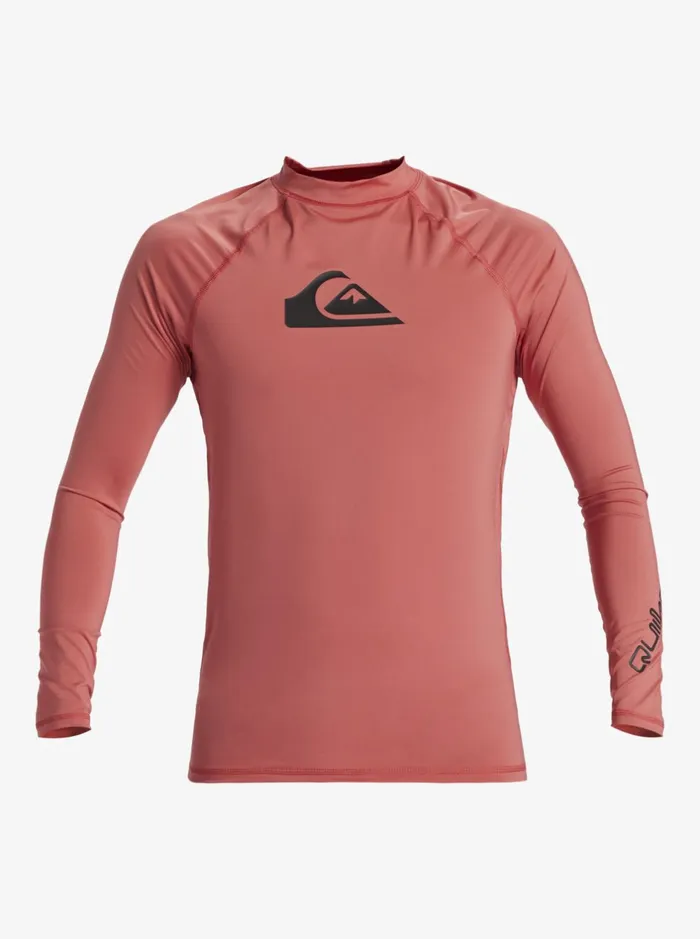 Rashguards Men Quiksilver All Time Long Sleeve Upf 50 Rashguard Mineral Red Rashguards Men Quiksilver All Time Long Sleeve Upf 50 Rashguard Mineral Red