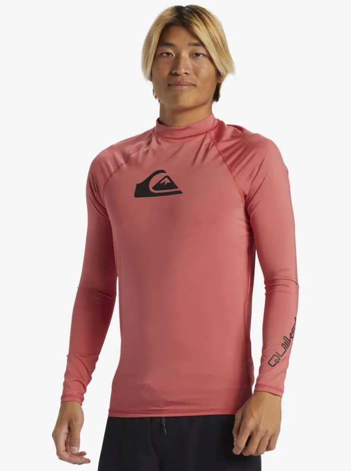 Rashguards Men Quiksilver All Time Long Sleeve Upf 50 Rashguard Mineral Red Rashguards Men Quiksilver All Time Long Sleeve Upf 50 Rashguard Mineral Red