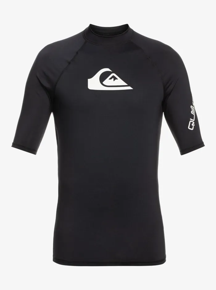 Rashguards Men Quiksilver All Time Short Sleeve Upf 50 Rashguard Black