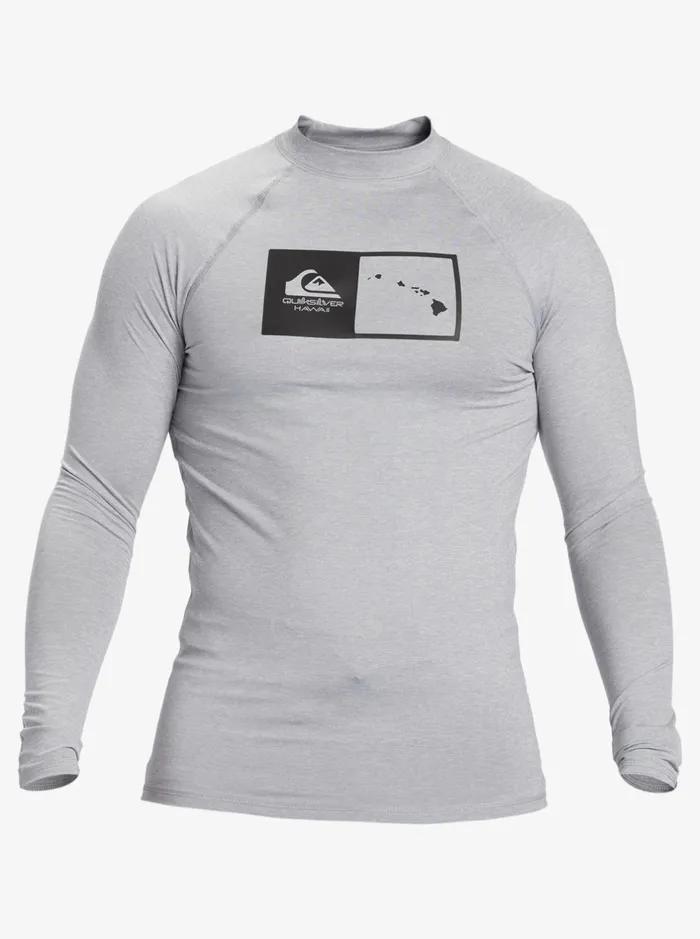 Rashguards Men Quiksilver Hawaii Double Down Upf 50 Long Sleeve Surf Tee Sleet Heather Rashguards Men Quiksilver Hawaii Double Down Upf 50 Long Sleeve Surf Tee Sleet Heather