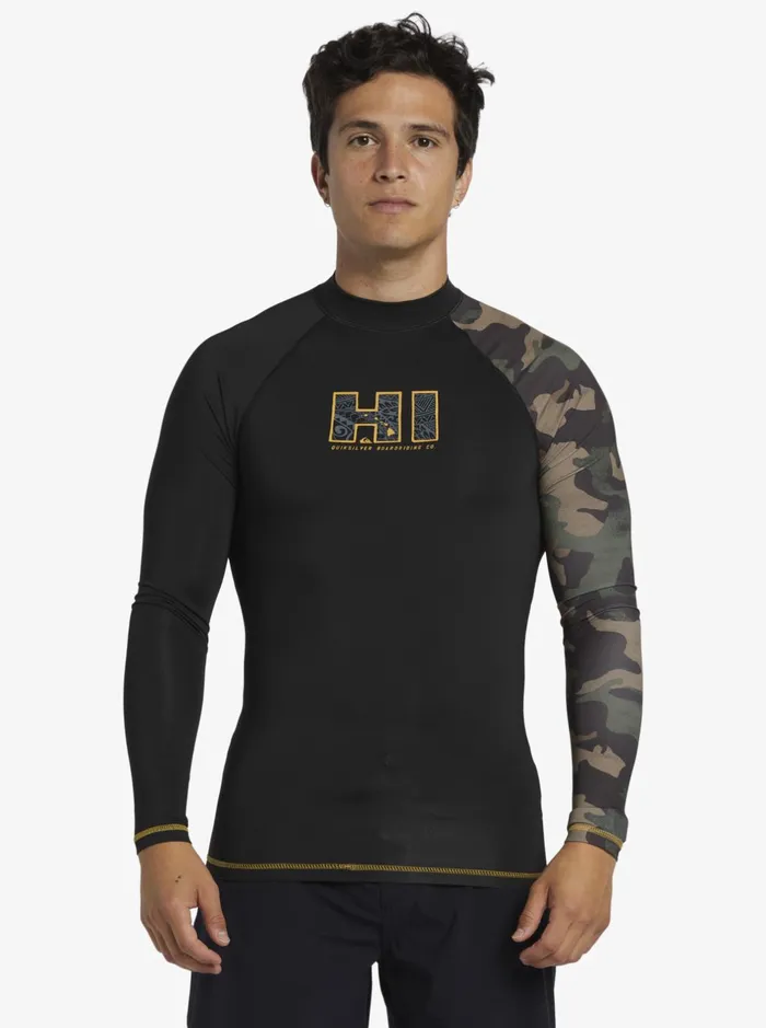 Rashguards Men Quiksilver Hi Island Rush Long Sleeve Upf 50 Rashguard Black Rashguards Men Quiksilver Hi Island Rush Long Sleeve Upf 50 Rashguard Black