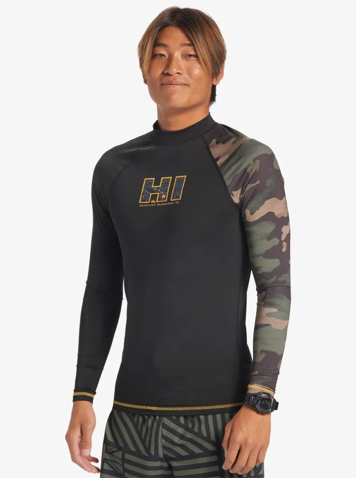Rashguards Men Quiksilver Hi Island Rush Long Sleeve Upf 50 Rashguard Black Rashguards Men Quiksilver Hi Island Rush Long Sleeve Upf 50 Rashguard Black