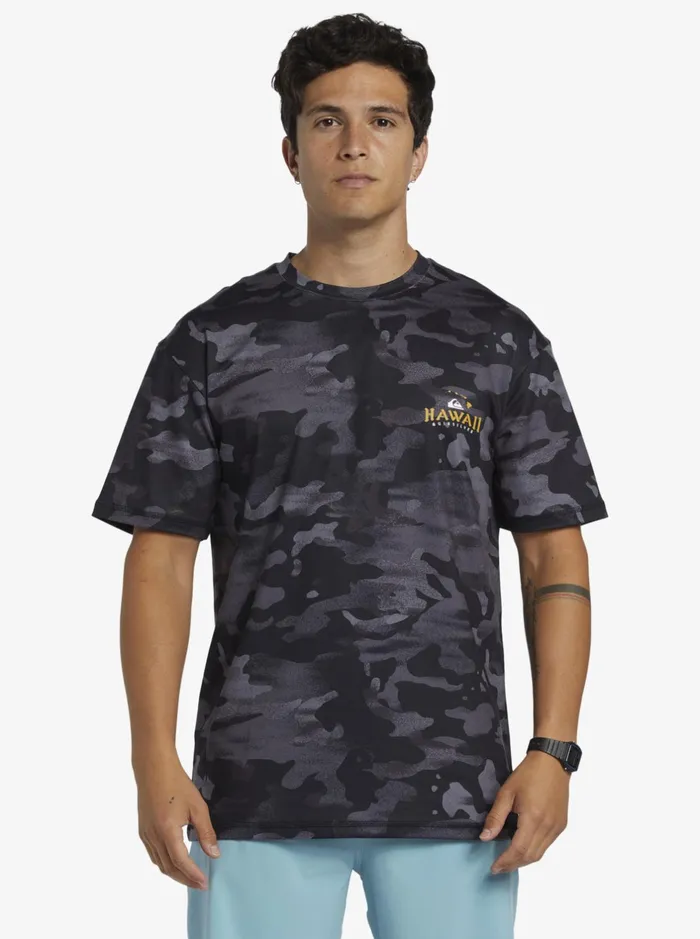 Rashguards Men Quiksilver Hi Royalty Surf Short Sleeve Upf 50 Surf TShirt Hi Camo Black Rashguards Men Quiksilver Hi Royalty Surf Short Sleeve Upf 50 Surf TShirt Hi Camo Black