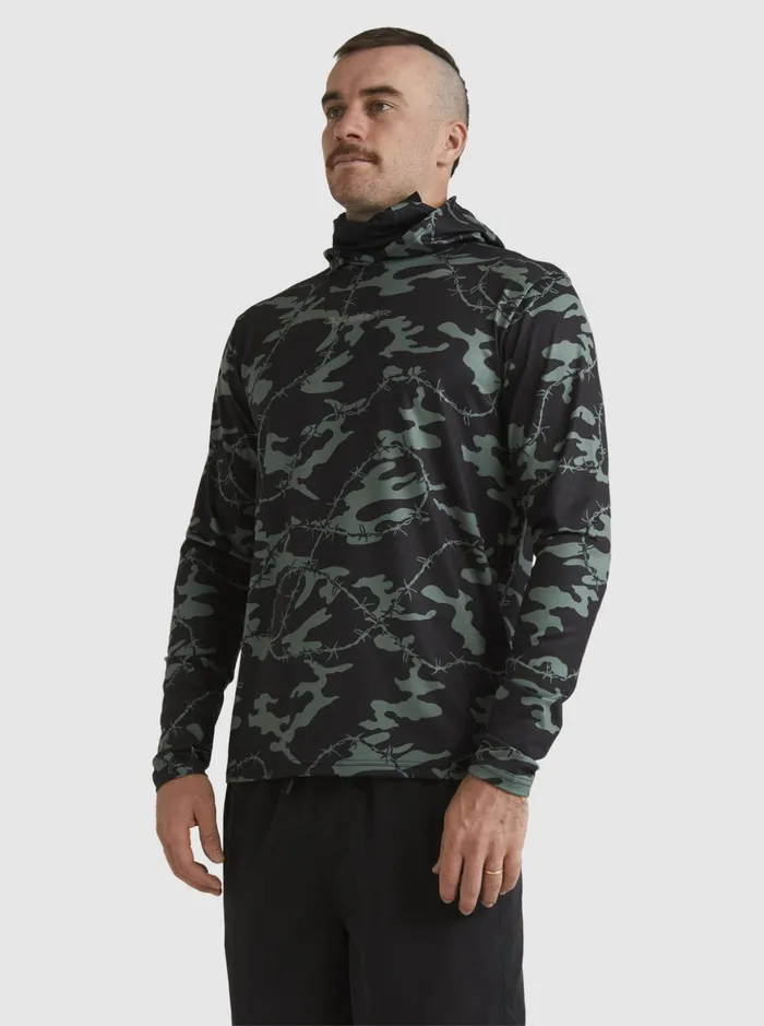 Rashguards Men Quiksilver Mikey Hooded Long Sleeve Upf 50 Surf TShirt Black Rashguards Men Quiksilver Mikey Hooded Long Sleeve Upf 50 Surf TShirt Black