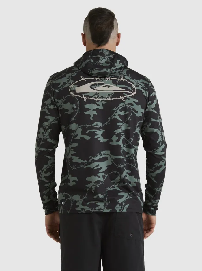 Rashguards Men Quiksilver Mikey Hooded Long Sleeve Upf 50 Surf TShirt Black Rashguards Men Quiksilver Mikey Hooded Long Sleeve Upf 50 Surf TShirt Black