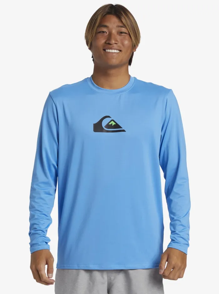 Rashguards Men Quiksilver Solid Streak Long Sleeve Upf 50 Surf Tee Azure Blue Rashguards Men Quiksilver Solid Streak Long Sleeve Upf 50 Surf Tee Azure Blue