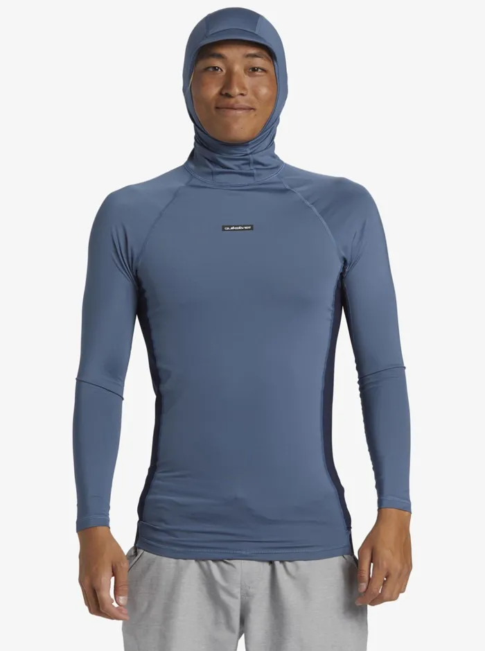 Rashguards Men Quiksilver Storm Tripper Hooded Long Sleeve Surf Top Bering Sea Rashguards Men Quiksilver Storm Tripper Hooded Long Sleeve Surf Top Bering Sea