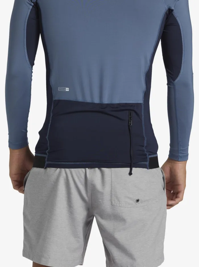 Rashguards Men Quiksilver Storm Tripper Hooded Long Sleeve Surf Top Bering Sea Rashguards Men Quiksilver Storm Tripper Hooded Long Sleeve Surf Top Bering Sea