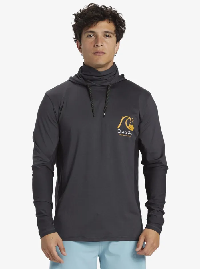 Rashguards Men Quiksilver Waterman Angler Hooded Upf 50 Long Sleeve Surf Tee Black Rashguards Men Quiksilver Waterman Angler Hooded Upf 50 Long Sleeve Surf Tee Black