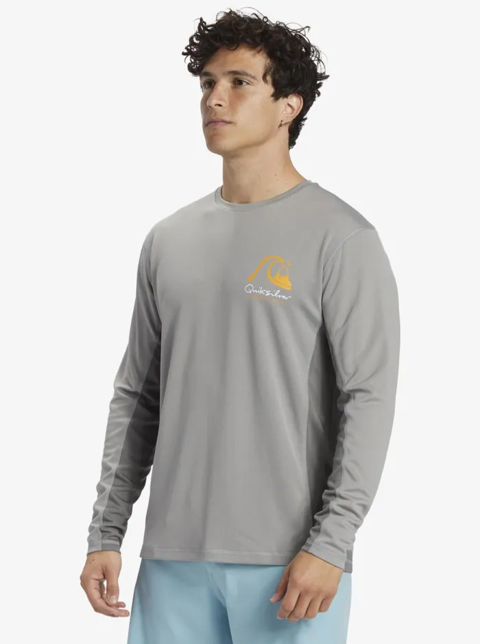 Rashguards Men Quiksilver Waterman Bamboo Check 2 Upf 50 Long Sleeve Surf Tee Sharkskin Rashguards Men Quiksilver Waterman Bamboo Check 2 Upf 50 Long Sleeve Surf Tee Sharkskin