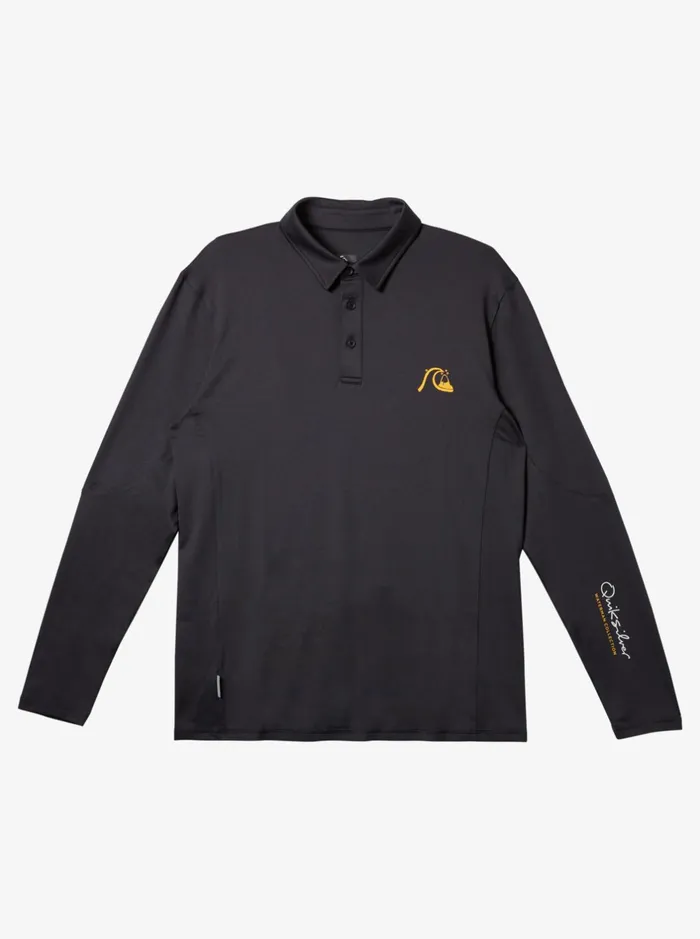 Rashguards Men Quiksilver Waterman Waterman Piscator Polo Long Sleeve Upf 50 Surf TShirt Black Rashguards Men Quiksilver Waterman Waterman Piscator Polo Long Sleeve Upf 50 Surf TShirt Black