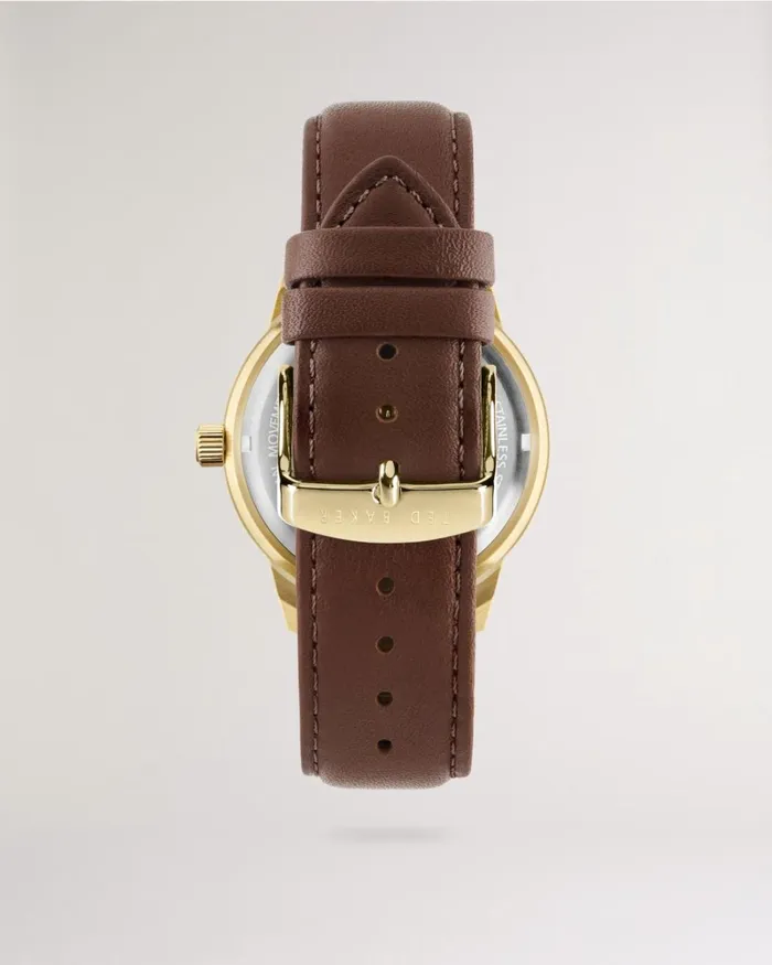 Retro Smooth Leather Strap Watch Brown Men Ted Baker Watches and Jewelry