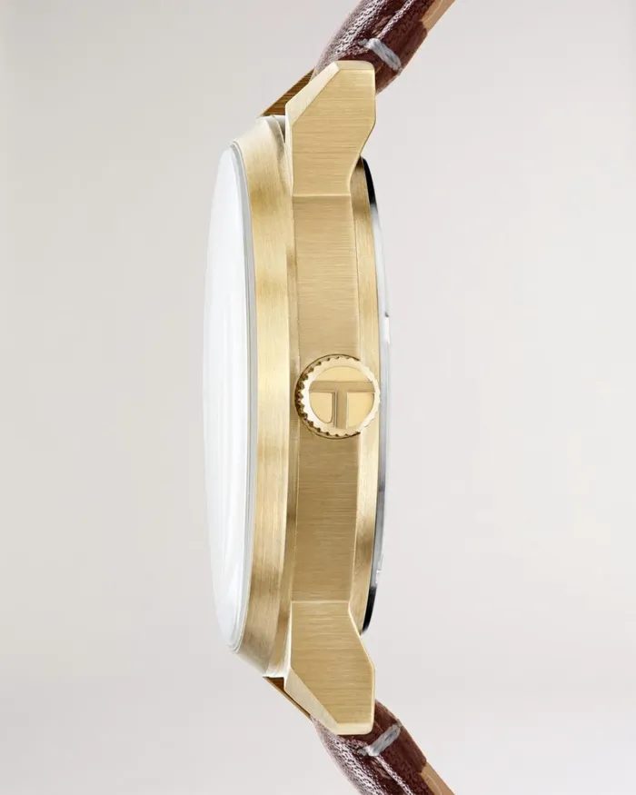 Retro Smooth Leather Strap Watch Brown Men Ted Baker Watches and Jewelry