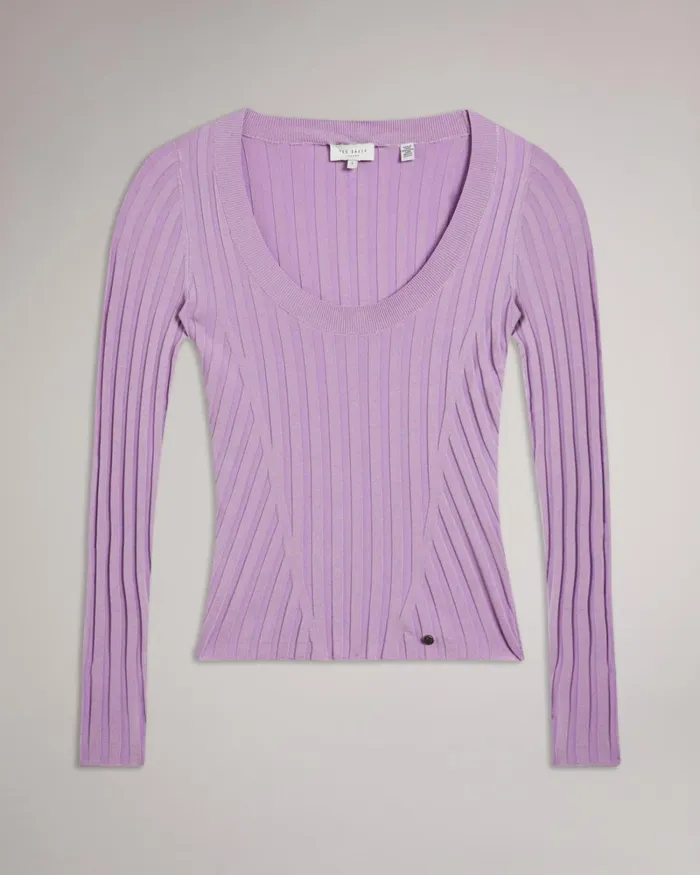 Rib Engineered Knit Top Lilac Women Ted Baker Clothing