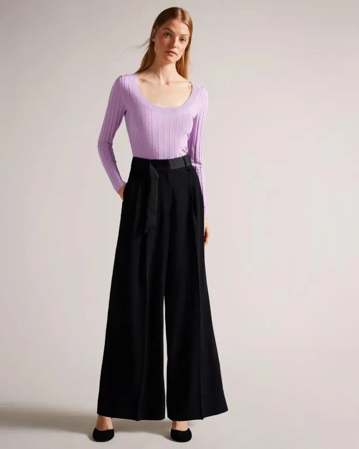 Rib Engineered Knit Top Lilac Women Ted Baker Clothing Rib Engineered Knit Top Lilac Women Ted Baker Clothing