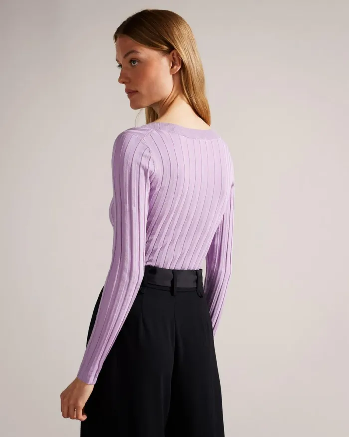 Rib Engineered Knit Top Lilac Women Ted Baker Clothing Rib Engineered Knit Top Lilac Women Ted Baker Clothing