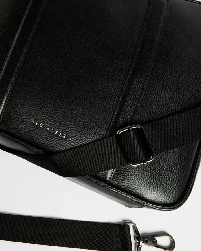 Saffiano Leather Document Bag Black Men Ted Baker Document Bags