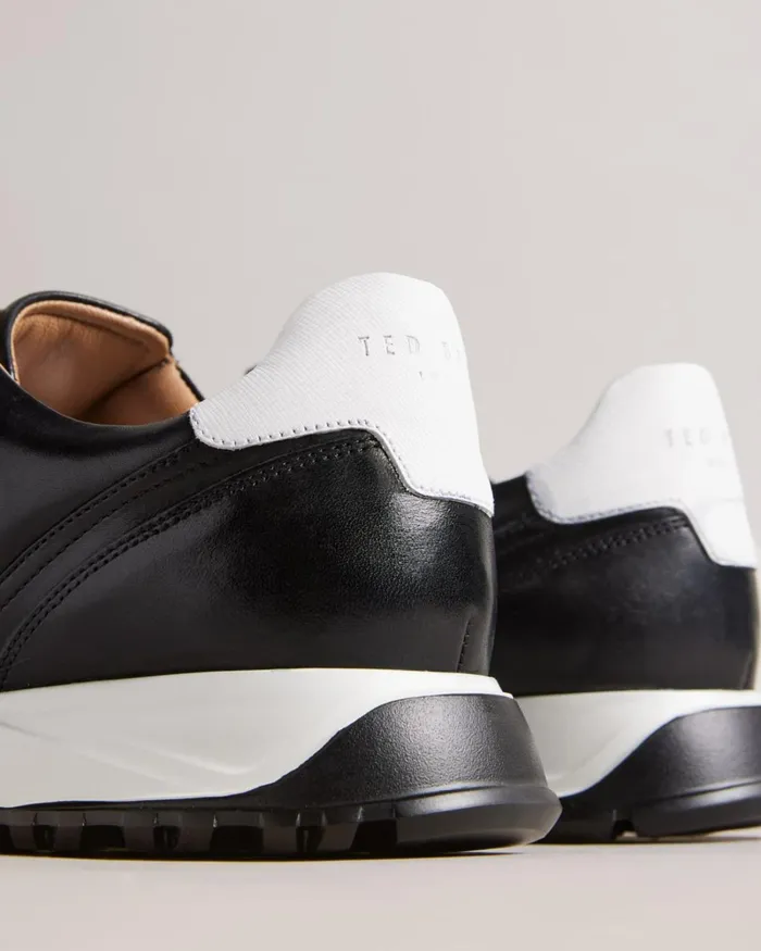 Saffiano Leather Trainers Black Men Ted Baker Sneakers
