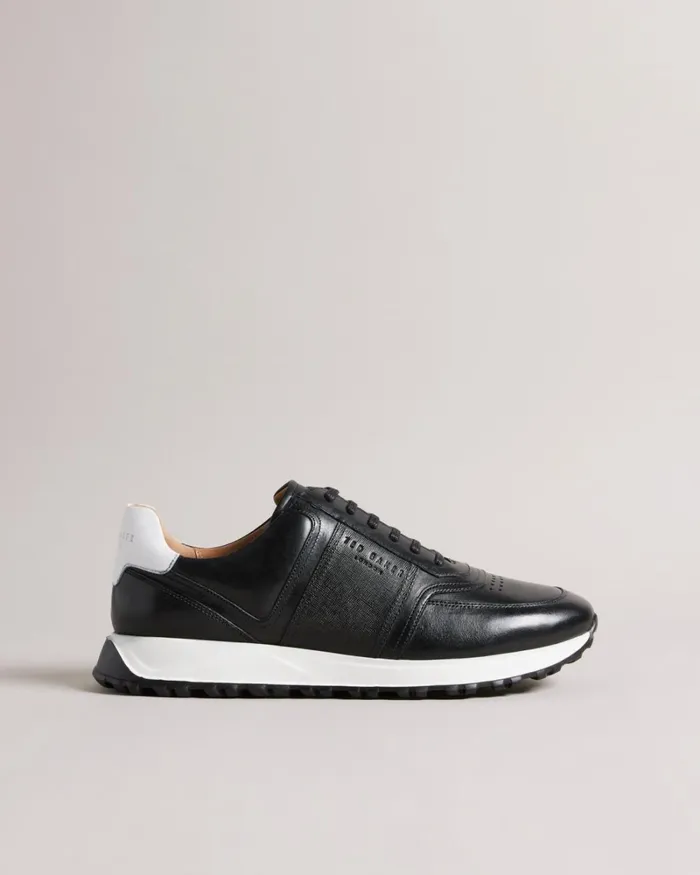 Saffiano Leather Trainers Black Men Ted Baker Sneakers