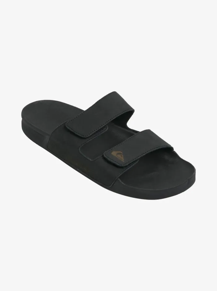 Sandals Men Quiksilver Rivi Leather Double Adjust Sandals Black 1