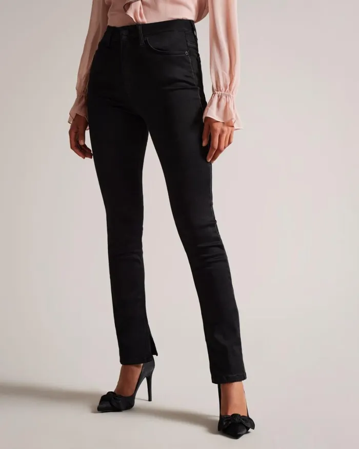 Sateen Finish Jeans With Split Hem Black Women Ted Baker Clothing Sateen Finish Jeans With Split Hem Black Women Ted Baker Clothing