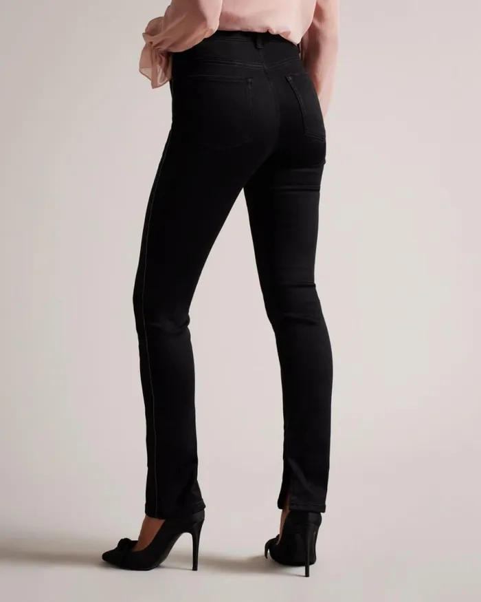 Sateen Finish Jeans With Split Hem Black Women Ted Baker Clothing Sateen Finish Jeans With Split Hem Black Women Ted Baker Clothing