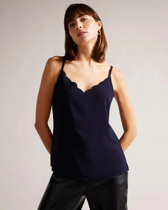 Scallop Neckline Cami Top Navy Women Ted Baker Tops and TShirts Scallop Neckline Cami Top Navy Women Ted Baker Tops and TShirts