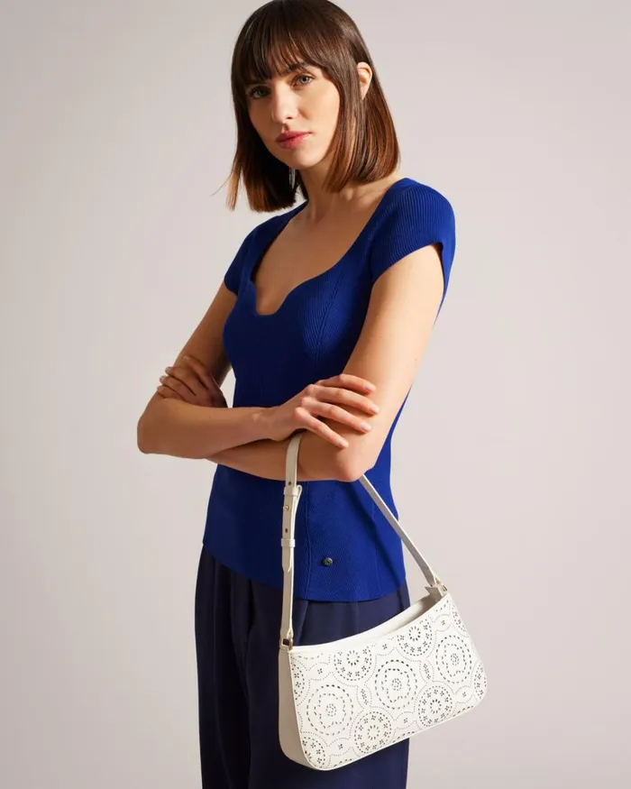 Scoop Neck Fitted Knit Top Blue Women Ted Baker Clothing Scoop Neck Fitted Knit Top Blue Women Ted Baker Clothing