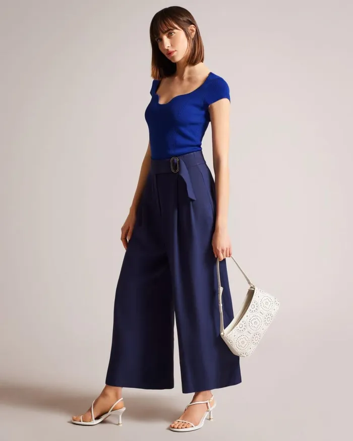 Scoop Neck Fitted Knit Top Blue Women Ted Baker Clothing Scoop Neck Fitted Knit Top Blue Women Ted Baker Clothing