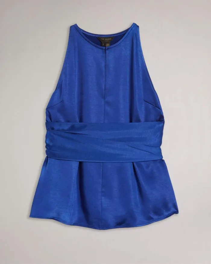 Self Tie Halter Cami Dark Blue Women Ted Baker Tops and TShirts