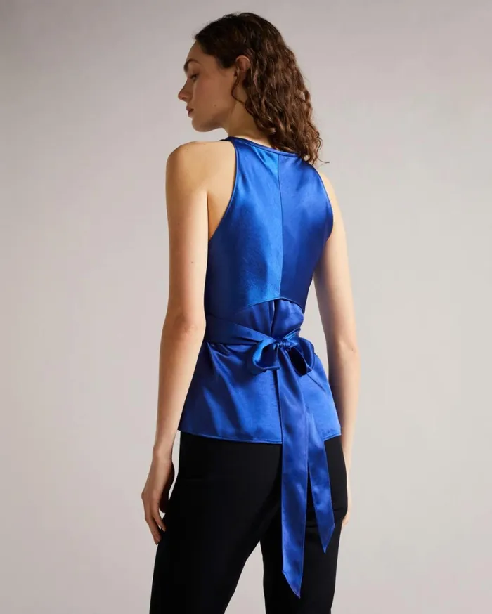 Self Tie Halter Cami Dark Blue Women Ted Baker Tops and TShirts Self Tie Halter Cami Dark Blue Women Ted Baker Tops and TShirts