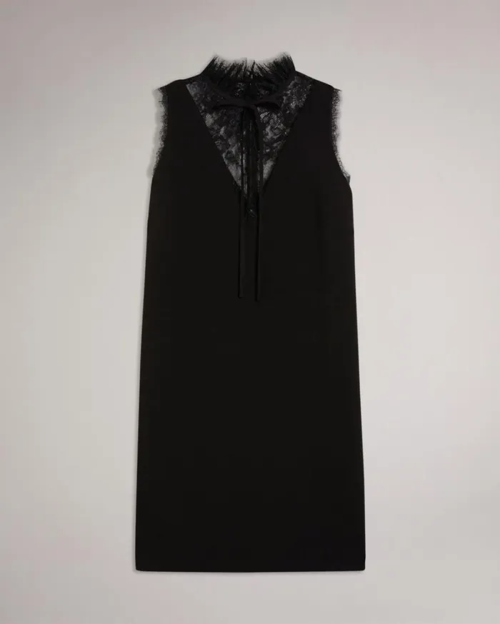 Shirt Dress With Lace Panels Black Women Ted Baker Clothing