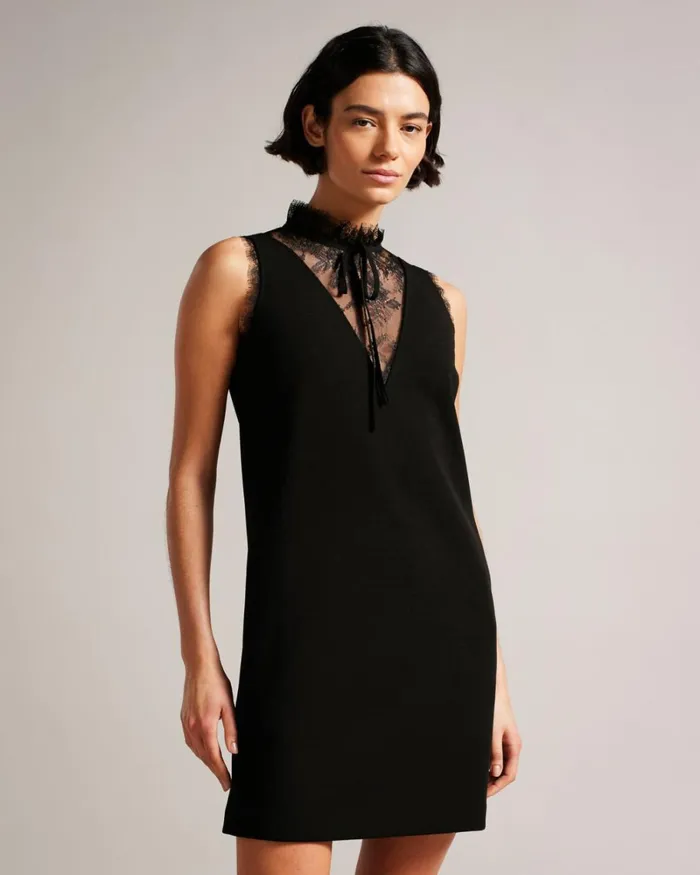 Shirt Dress With Lace Panels Black Women Ted Baker Clothing Shirt Dress With Lace Panels Black Women Ted Baker Clothing