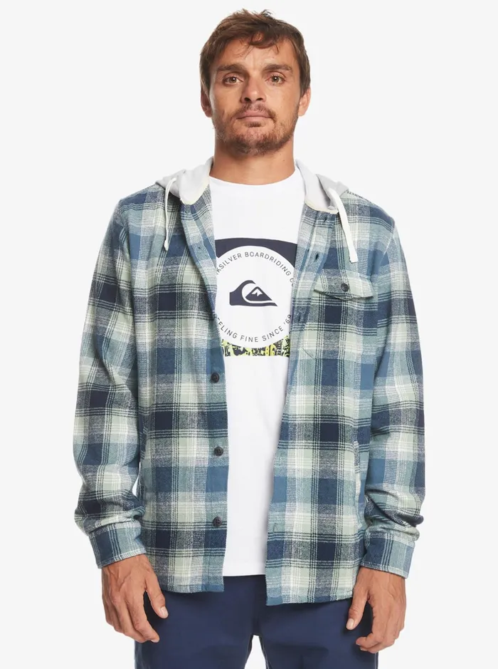 Shirts and Polos Men Quiksilver Kinloss Long Sleeve Hooded Shirt Iceberg Green Kinloss Shirts and Polos Men Quiksilver Kinloss Long Sleeve Hooded Shirt Iceberg Green Kinloss