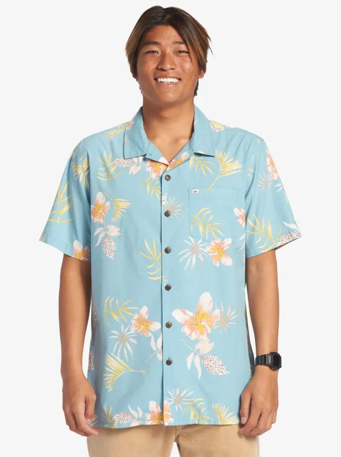 Shirts and Polos Men Quiksilver Tropical Floral Short Sleeve Woven Shirt Reef Waters Tropical Floral Ss Shirts and Polos Men Quiksilver Tropical Floral Short Sleeve Woven Shirt Reef Waters Tropical Floral Ss