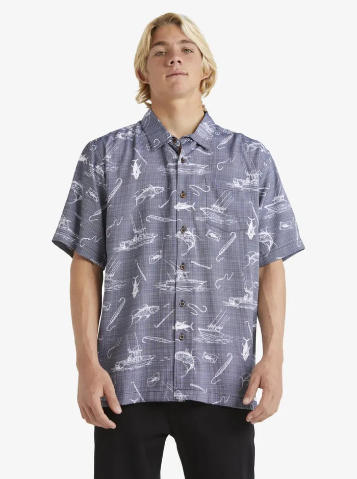 Shirts and Polos Men Quiksilver Waterman Line Spinner Short Sleeve Shirt Medieval Blue Line Spinner Shirts and Polos Men Quiksilver Waterman Line Spinner Short Sleeve Shirt Medieval Blue Line Spinner