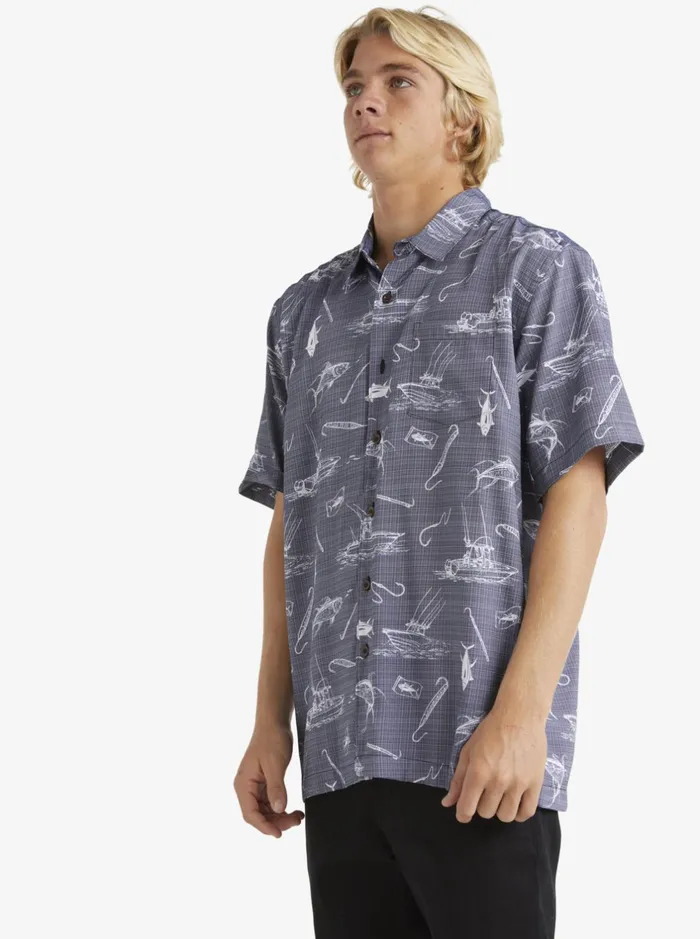Shirts and Polos Men Quiksilver Waterman Line Spinner Short Sleeve Shirt Medieval Blue Line Spinner Shirts and Polos Men Quiksilver Waterman Line Spinner Short Sleeve Shirt Medieval Blue Line Spinner