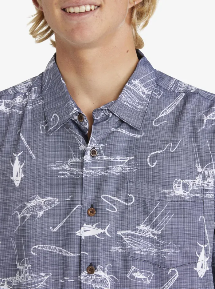 Shirts and Polos Men Quiksilver Waterman Line Spinner Short Sleeve Shirt Medieval Blue Line Spinner Shirts and Polos Men Quiksilver Waterman Line Spinner Short Sleeve Shirt Medieval Blue Line Spinner