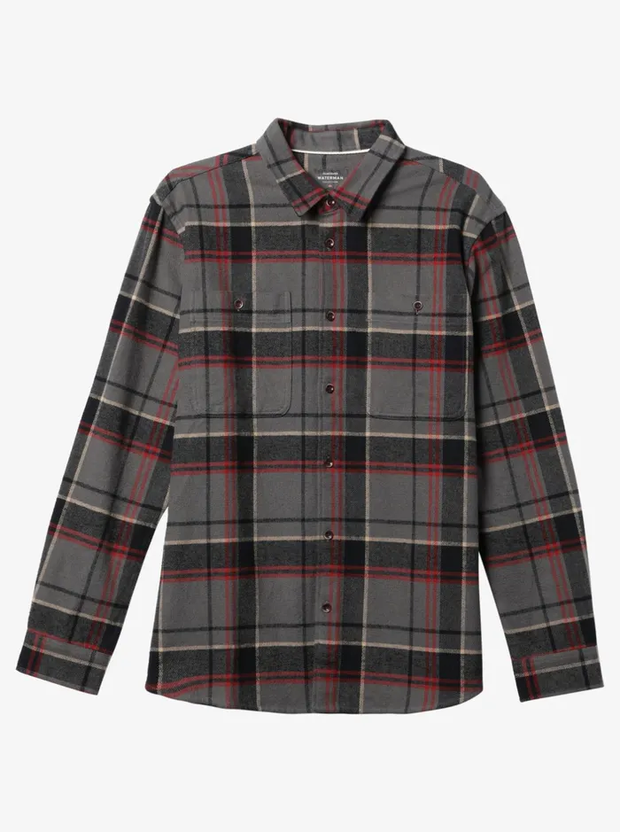 Shirts and Polos Men Quiksilver Waterman Lower Ridge Flannel Long Sleeve Top Granite Grey Lower Ridge