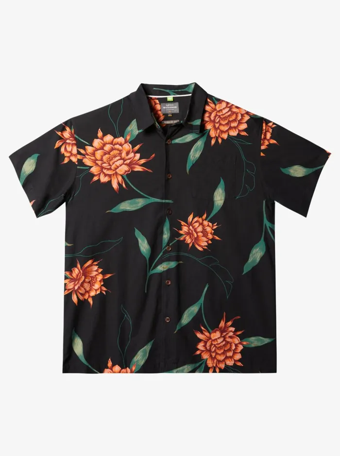 Shirts and Polos Men Quiksilver Waterman Perfect Bloom Short Sleeve Shirt Black Perfect Bloom
