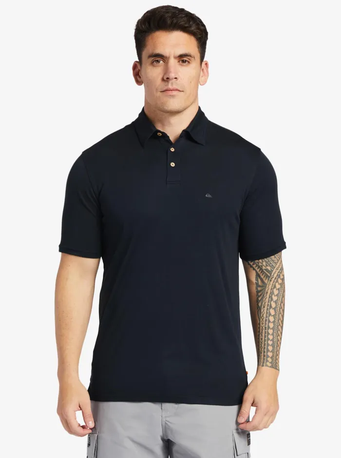 Shirts and Polos Men Quiksilver Waterman Waterman Waterpolo Short Sleeve Polo Shirt Black Shirts and Polos Men Quiksilver Waterman Waterman Waterpolo Short Sleeve Polo Shirt Black